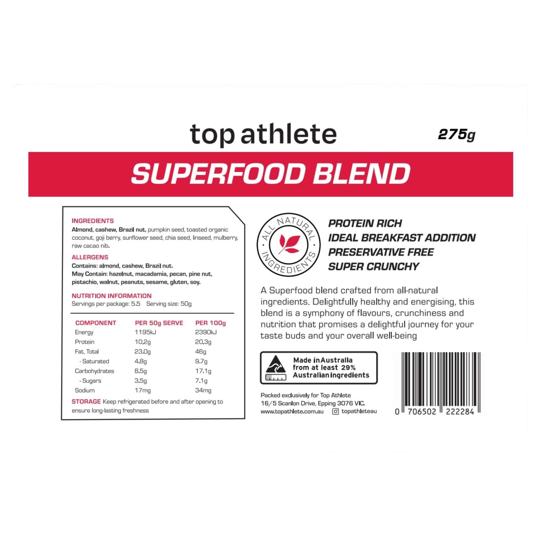 superfood nutrition panel- mix of nuts and seeds