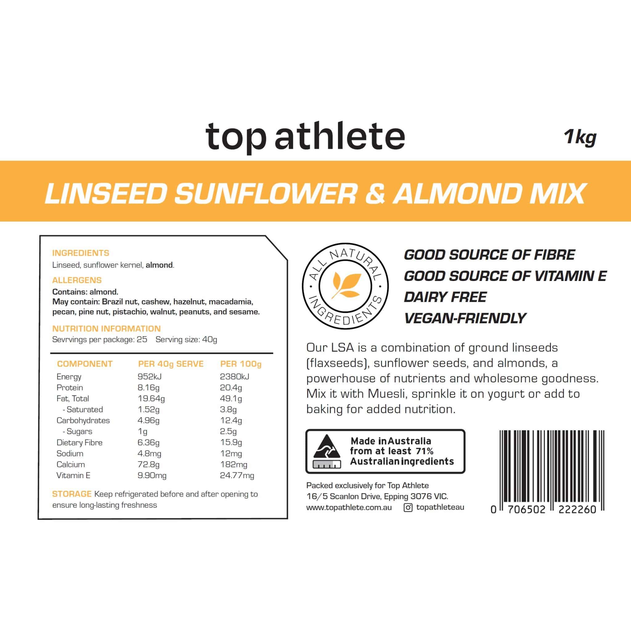 LSA meal 1kg nutrition panel - Top Athlete