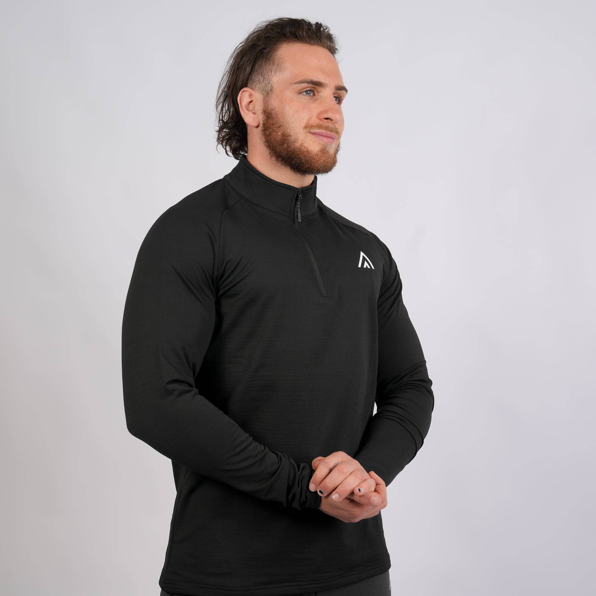 Long Sleeve Zipper Tee Black