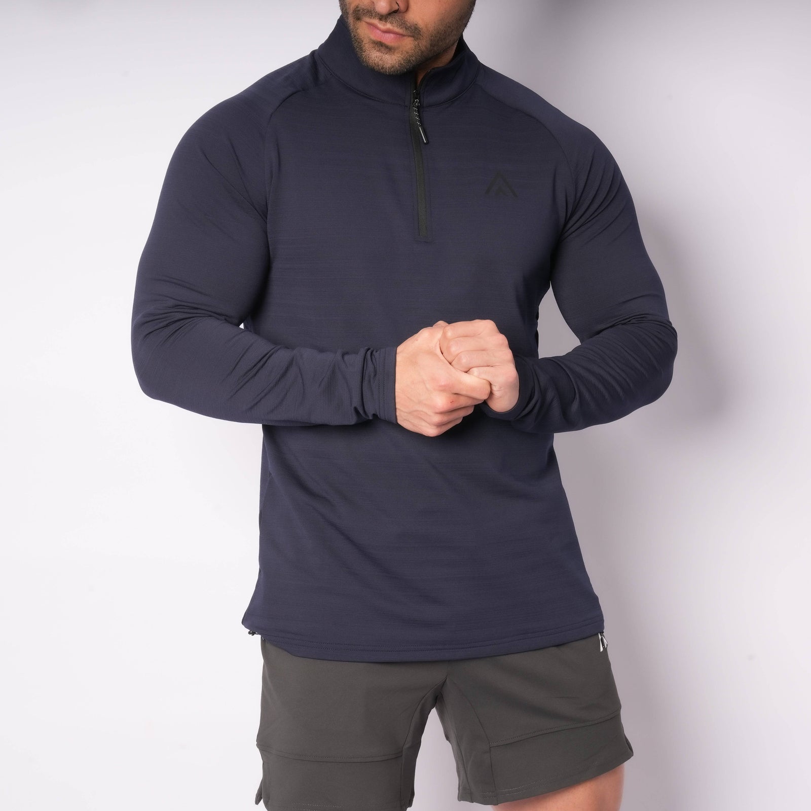 Long Sleeve Zipper Tee Dark Blue