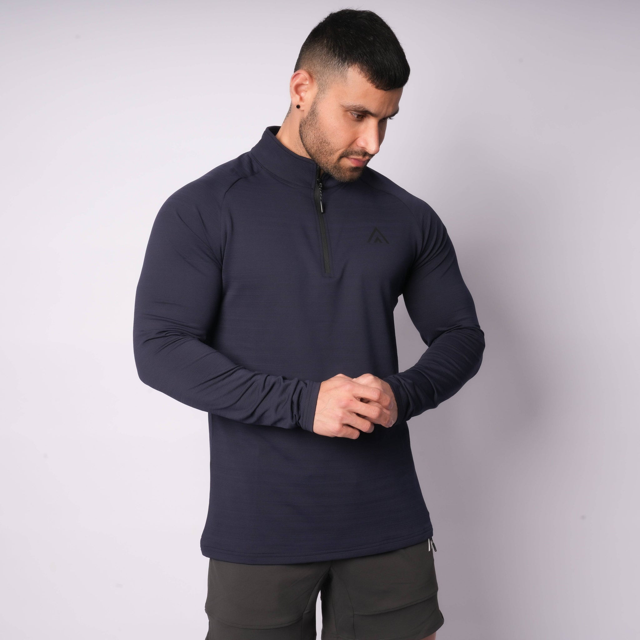 Long Sleeve Zipper Tee Dark Blue