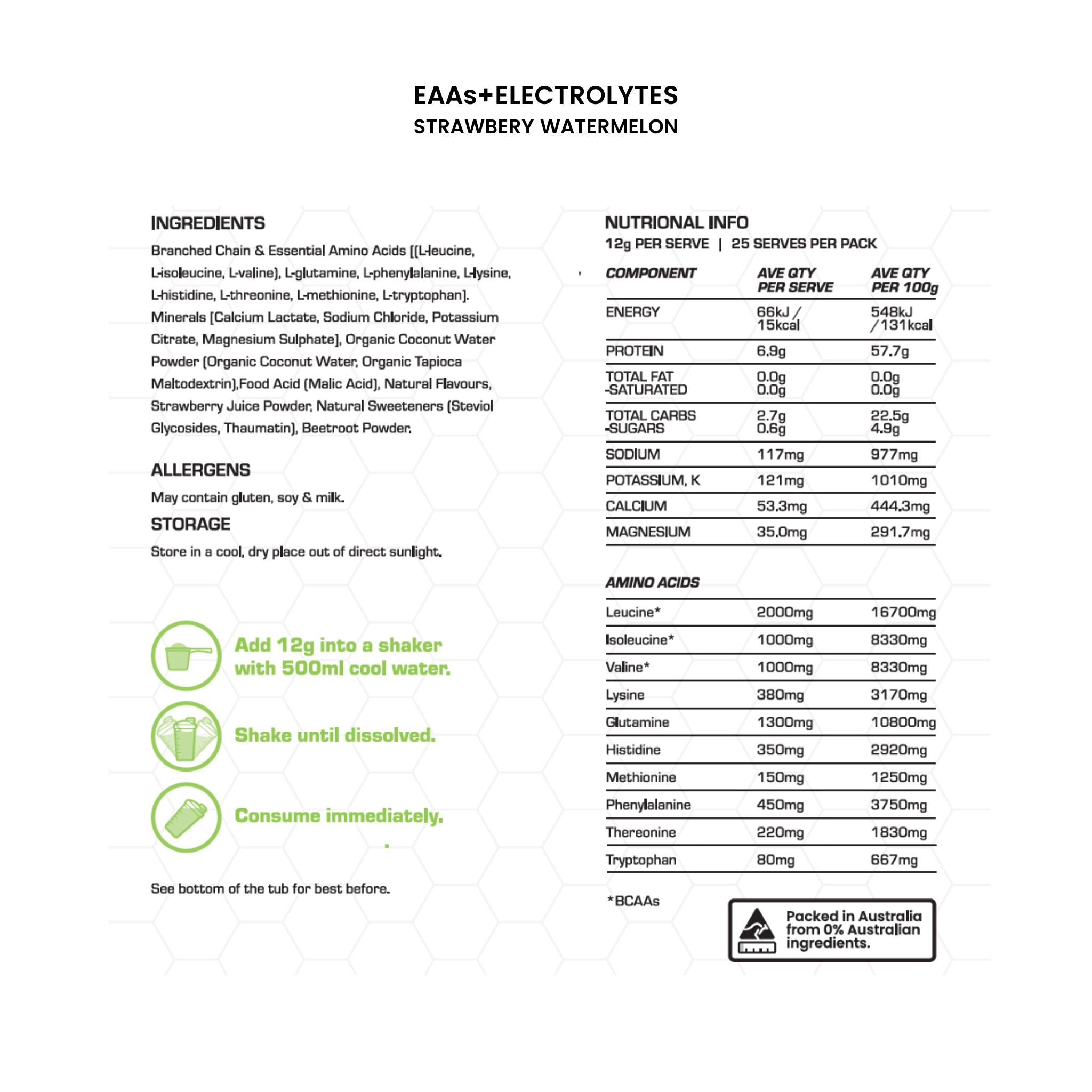 top athlete eaa strawberry nutritional panel