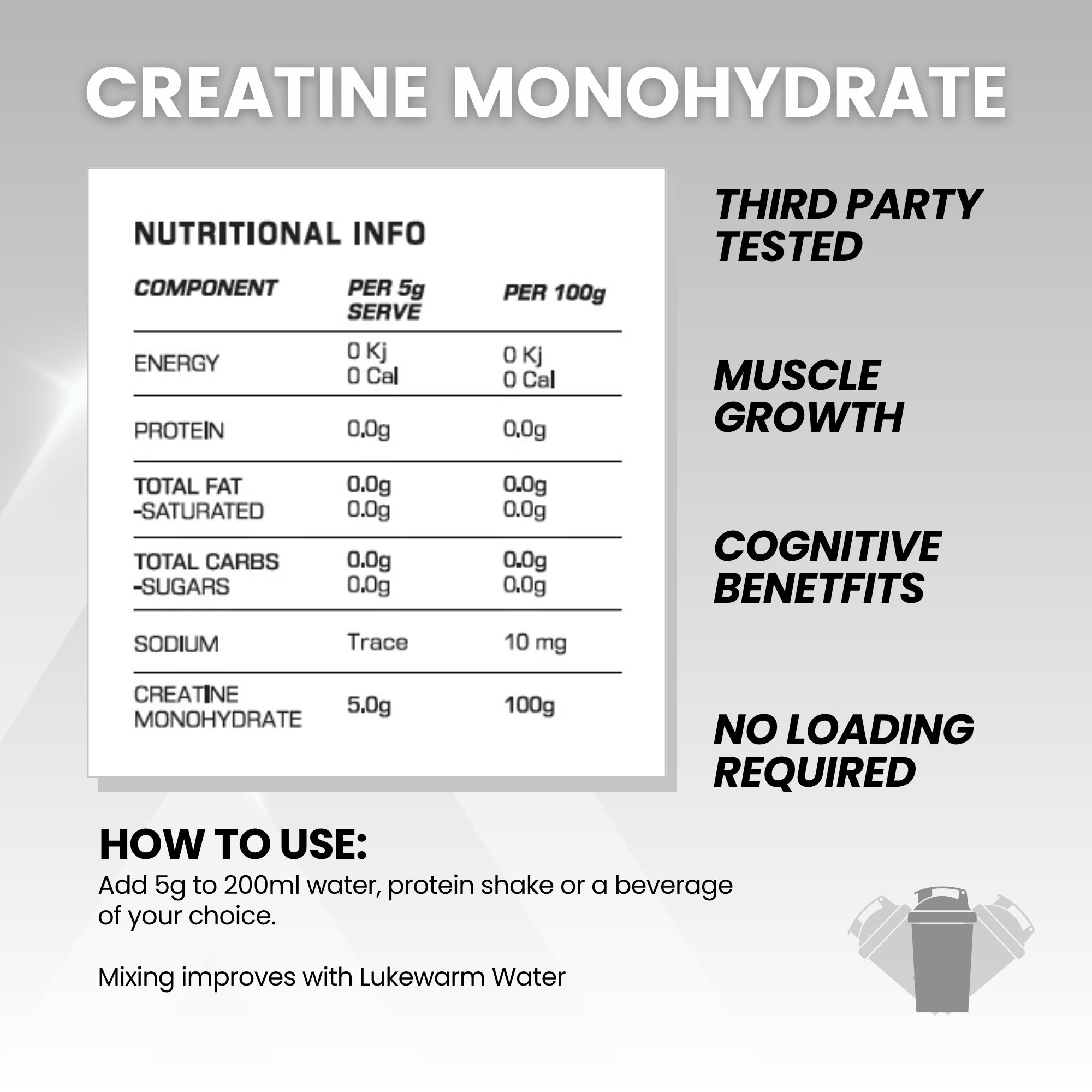 Pure Micronised Creatine Monohydrate | Third Party Tested | 500g