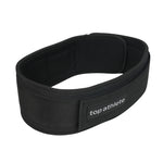 Black weight lifting belt with 'top athlete' logo