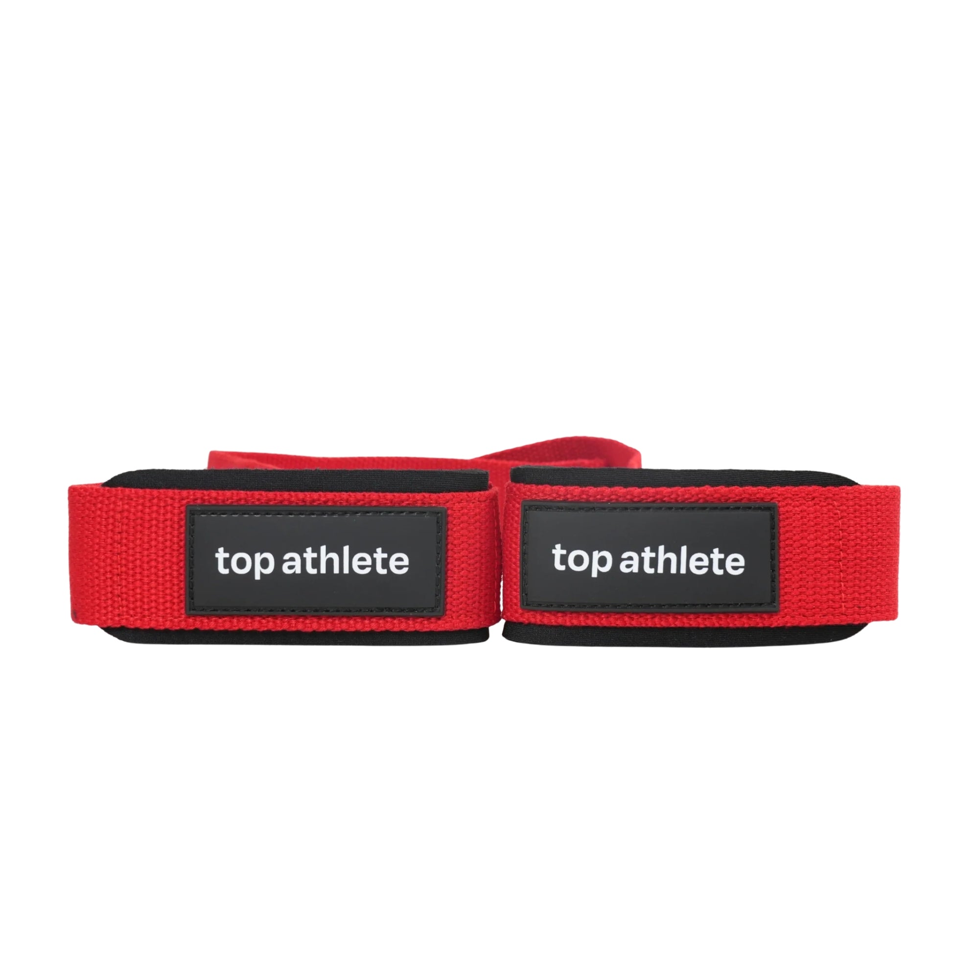 Red wrist straps with 'top athlete' branding on a white background