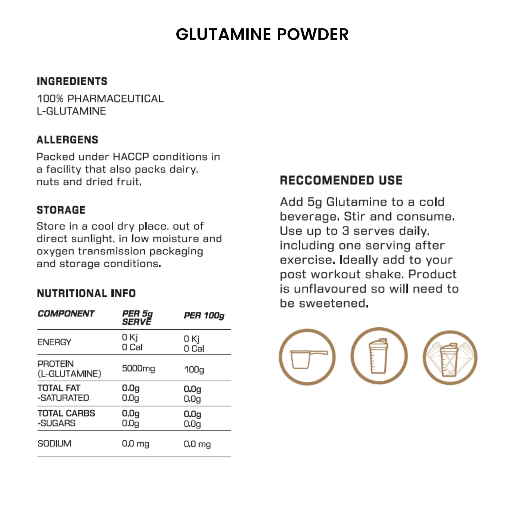 top athlete glutamine powder nutritional panel