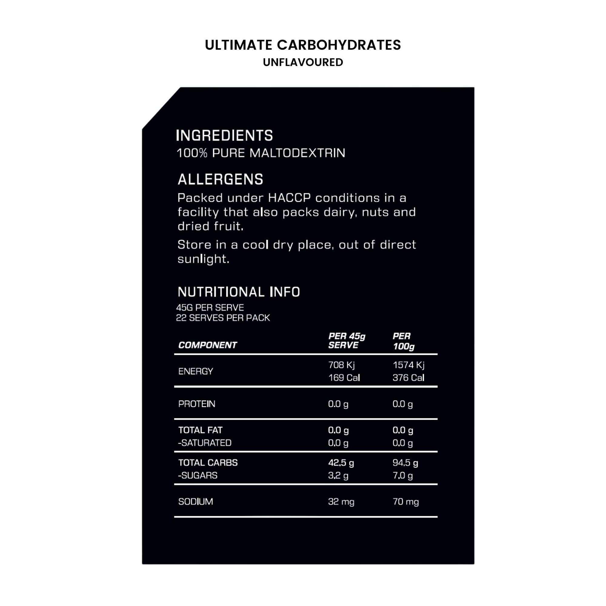 top athlete ultimate carbohydrates nutritional panel